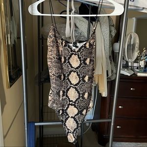 Snakeskin Thong Bodysuit